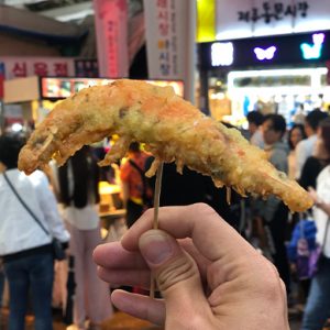 Comida callejera - Camarón frito en corea del sur